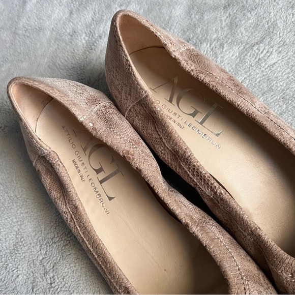 AGL Attilio Giusti Leombruni Jody Cap Toe Buckle Wedge Ballet Flat Patent Gold - Picture 13 of 17